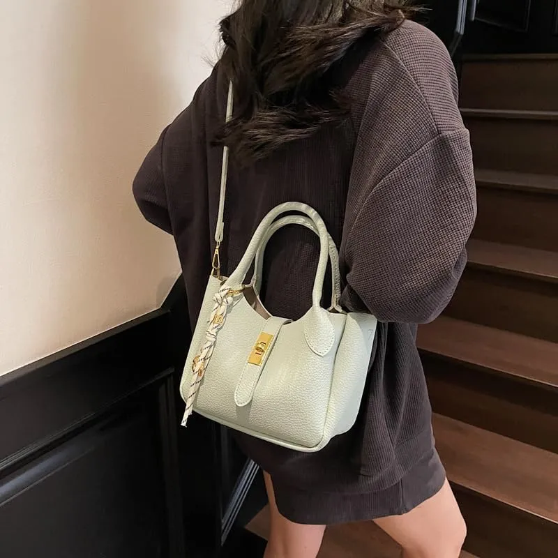 Bucket Bags for Women Crossbody Top Handle Bag Elegant Hobo Handbag Tote Purse Faux Leather Shoulder Bag with Zipper
