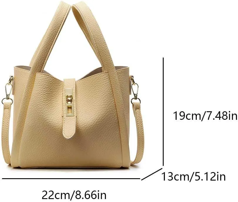 Bucket Bags for Women - Leather Crossbody Bucket Purse Small Handbag Trendy Vintage Shoulder Bag with Small Purse