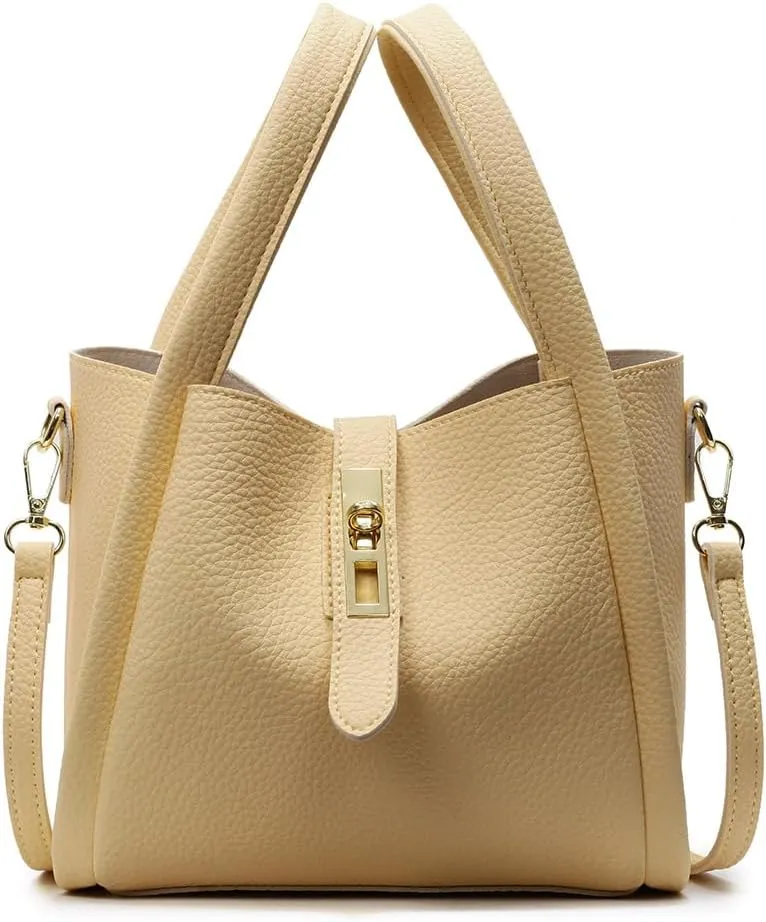 Bucket Bags for Women - Leather Crossbody Bucket Purse Small Handbag Trendy Vintage Shoulder Bag with Small Purse