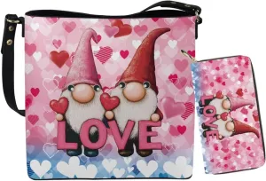Bucket Bags for Women Long Wallet 2 Pcs Valentine's Day Shoulder Bag Set