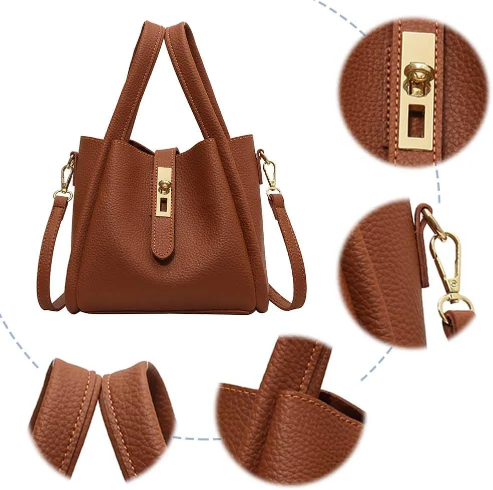 Bucket Bags For Women Top Handle Bag Mini Shoulder Crossbody Bag Small Handbag Vegan Leather Trendy Vintage Tote Purses