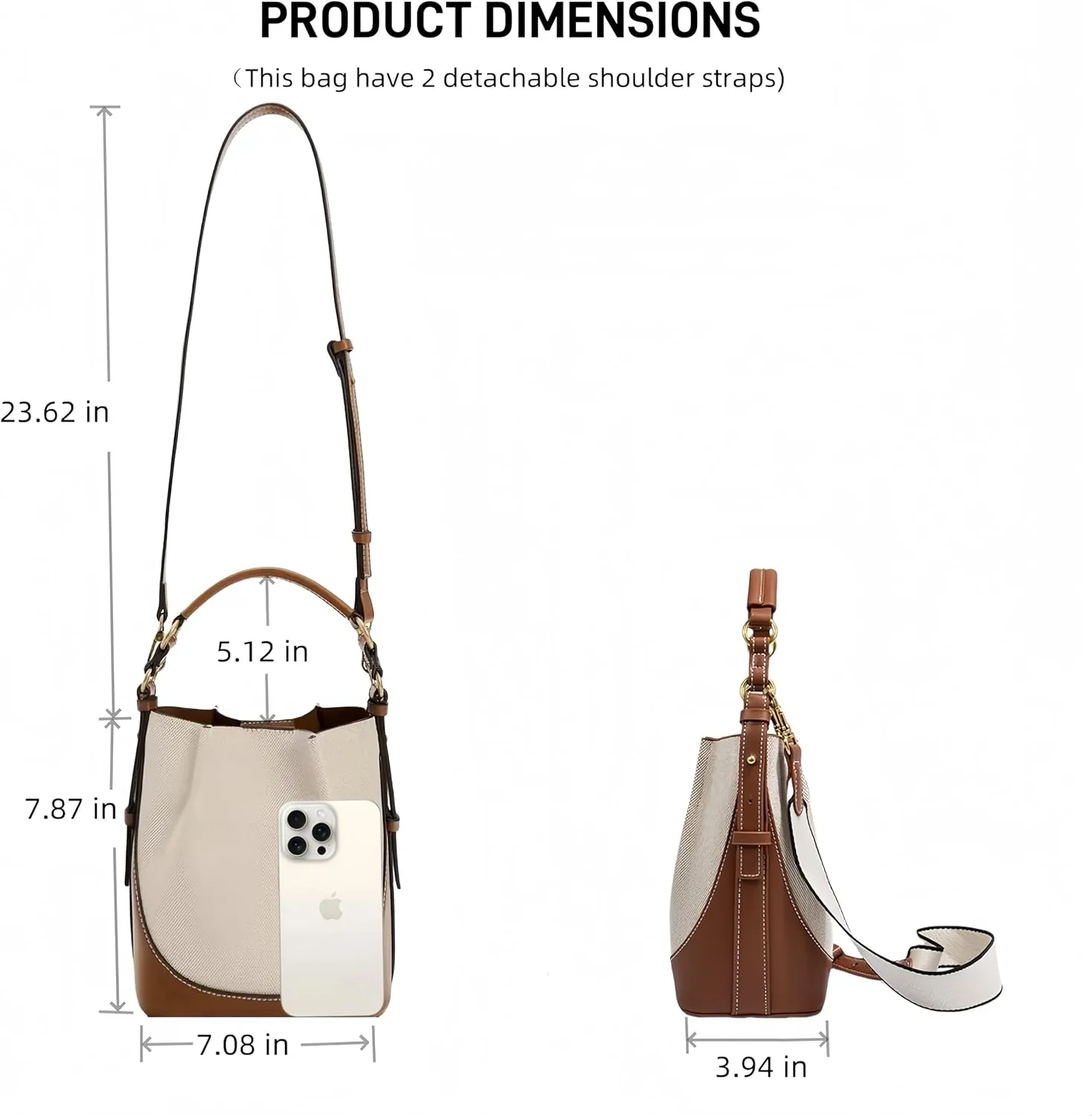 Bucket Hobo Bag for Women Crossbody Top Handle Purse Designer Shoulder Bag Handbag with 2 Detachable Straps