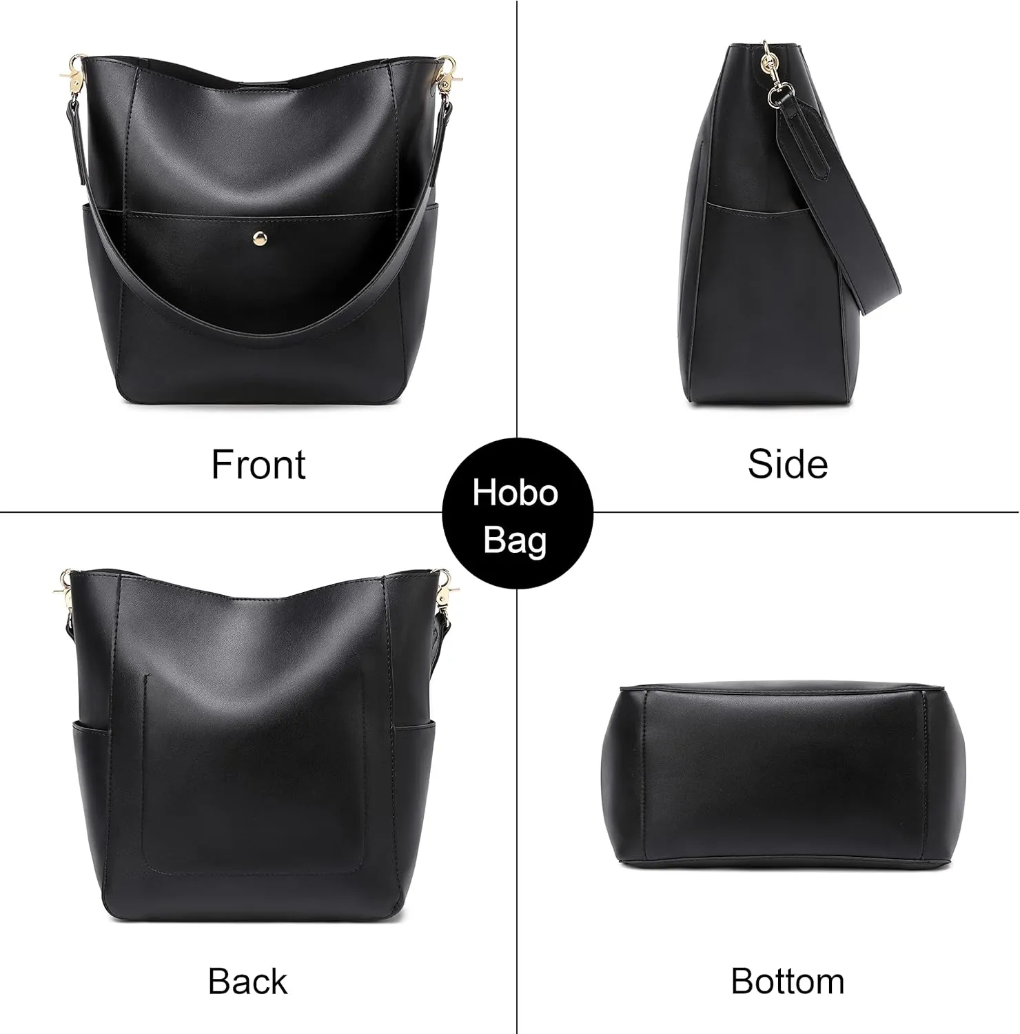 Bucket Purses for Women Designer PU Leather Bucket Bags With 2 Adjustable Guitar Strap Hobo Bags for Women