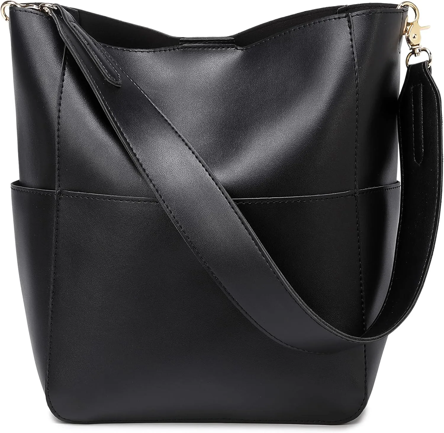 Bucket Purses for Women Designer PU Leather Bucket Bags With 2 Adjustable Guitar Strap Hobo Bags for Women