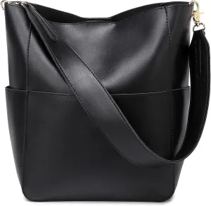 Bucket Purses for Women Designer PU Leather Bucket Bags With 2 Adjustable Guitar Strap Hobo Bags for Women