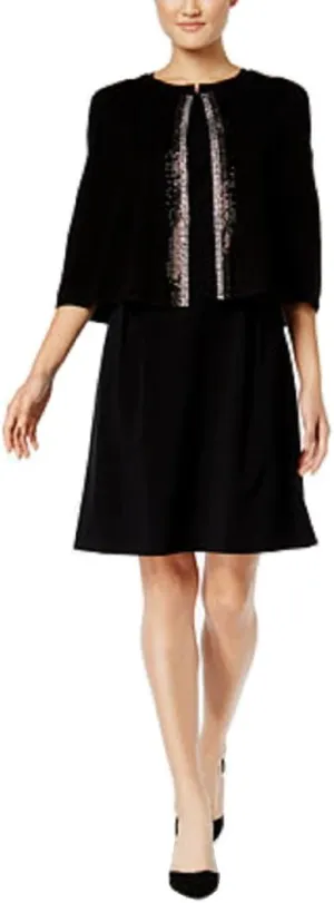 Calvin Klein Embellished Evening Cape Shawl Black