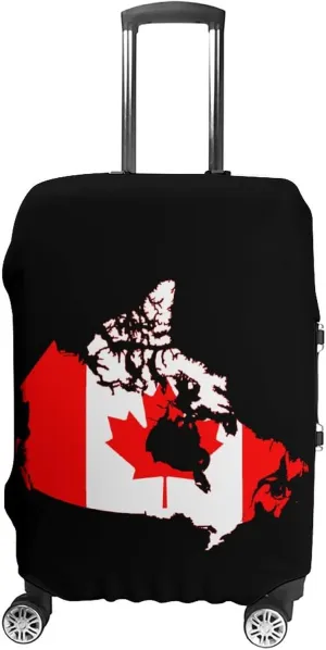 Canada Flag Map Travel Luggage Case Cover Washable Suitcase Protector Fits 19-32 Inch Luggage