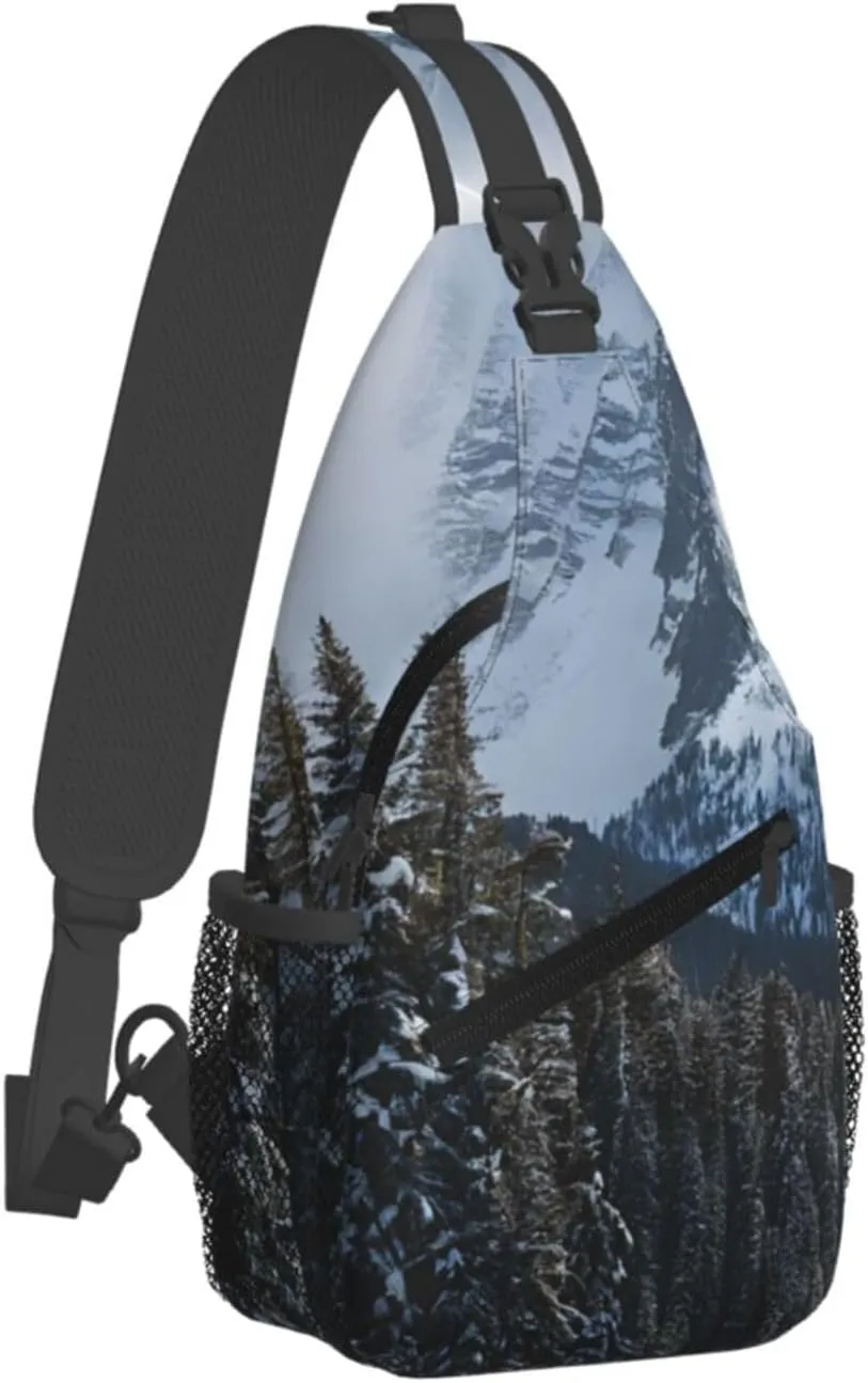 (Canadian Smokey Mountain Cliff) Sling Bag Crossbody Backpack For Men Women Adjustable Chest Daypack For Travel Hiking Gym Casual Shoulder Bag