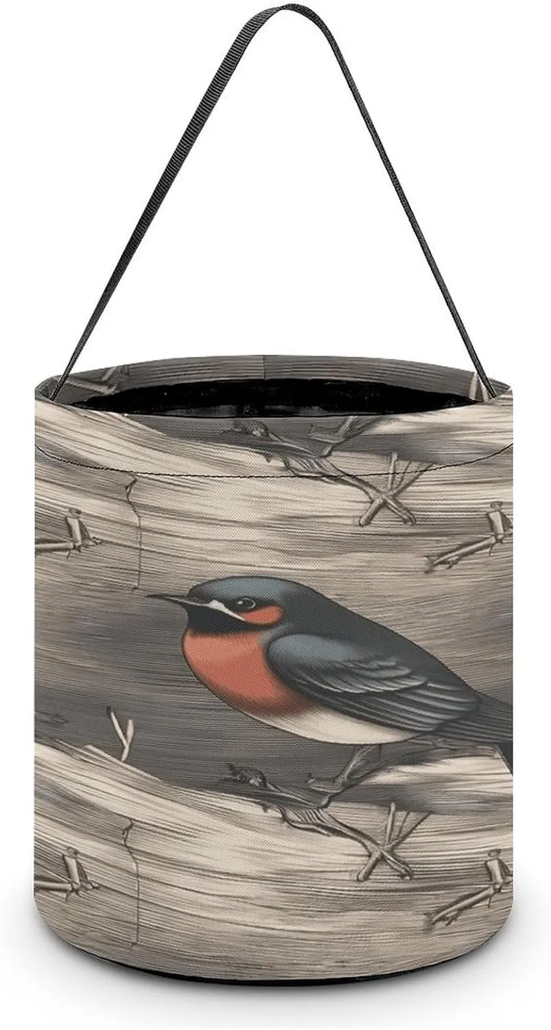 Candy Basket, Barn Swallow in Graphite Printed Candy Basket,trick Or Treat Handbag,portable Candy Basket