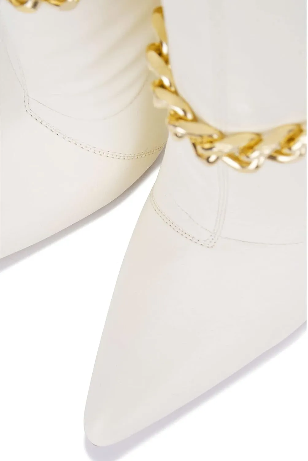 Cape Robbin Joelle Sexy Stiletto Slide On Booties for Women, Pointed Toe Women's Ankle Boots with Links