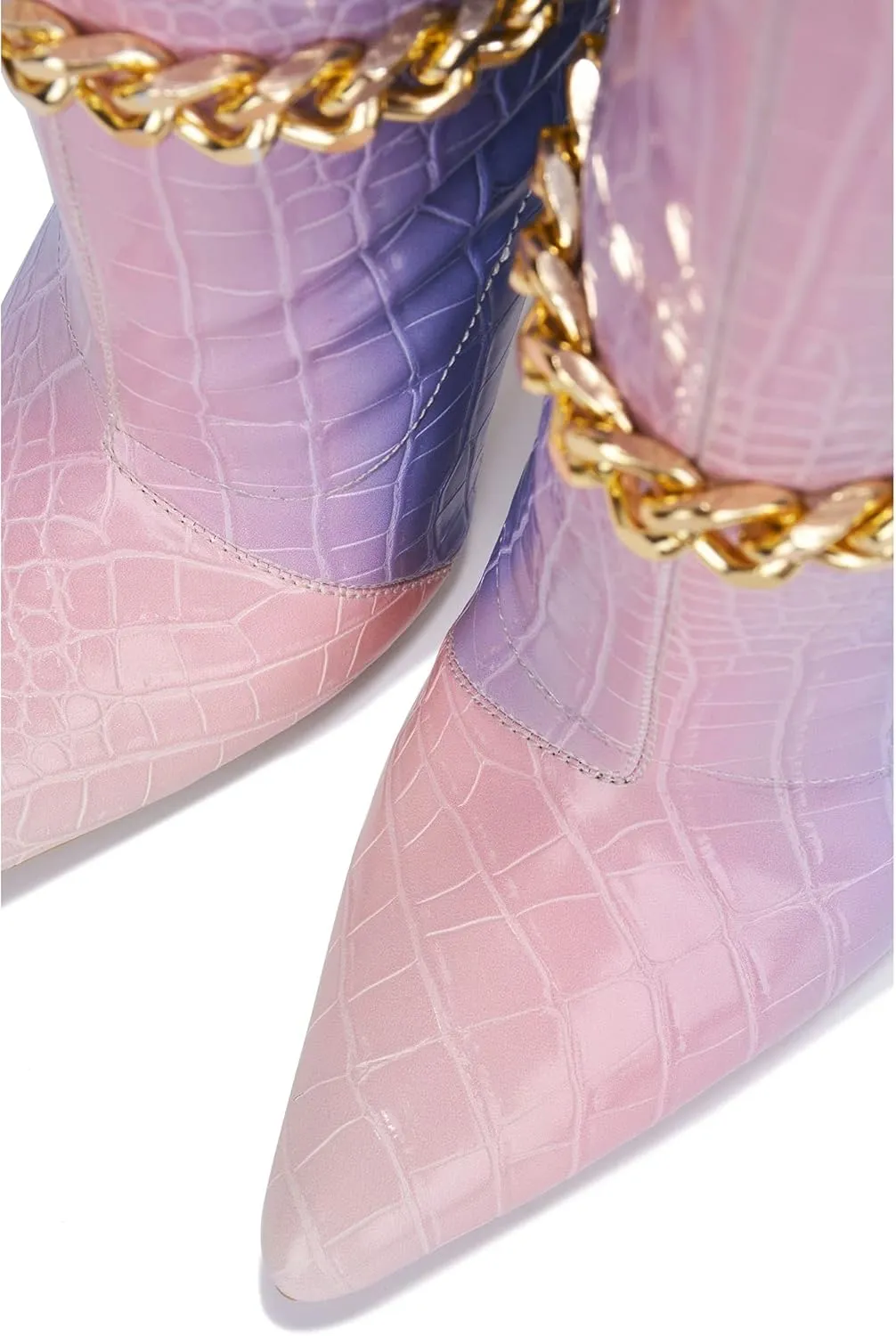Cape Robbin Joelle Sexy Stiletto Slide On Booties for Women, Pointed Toe Women's Ankle Boots with Links