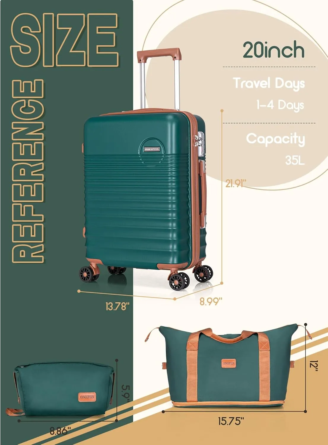 Carry On Luggage 22x14x9 Airline Approved, 20-inch Hard Shell Suitcases with Wheels, ABS Lightweight Carry on Suitcase with TSA Lock