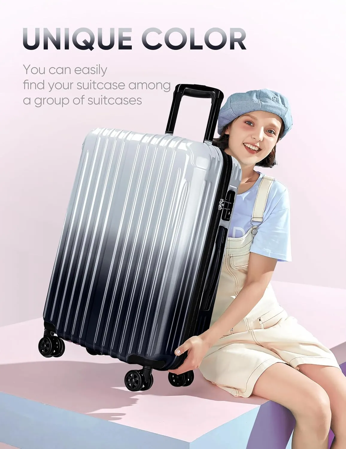 Carry on Luggage - Airline Approved Suitcases with Spinner Wheels, Built-In TSA Lock，Hard Shell Expandable Suitcases