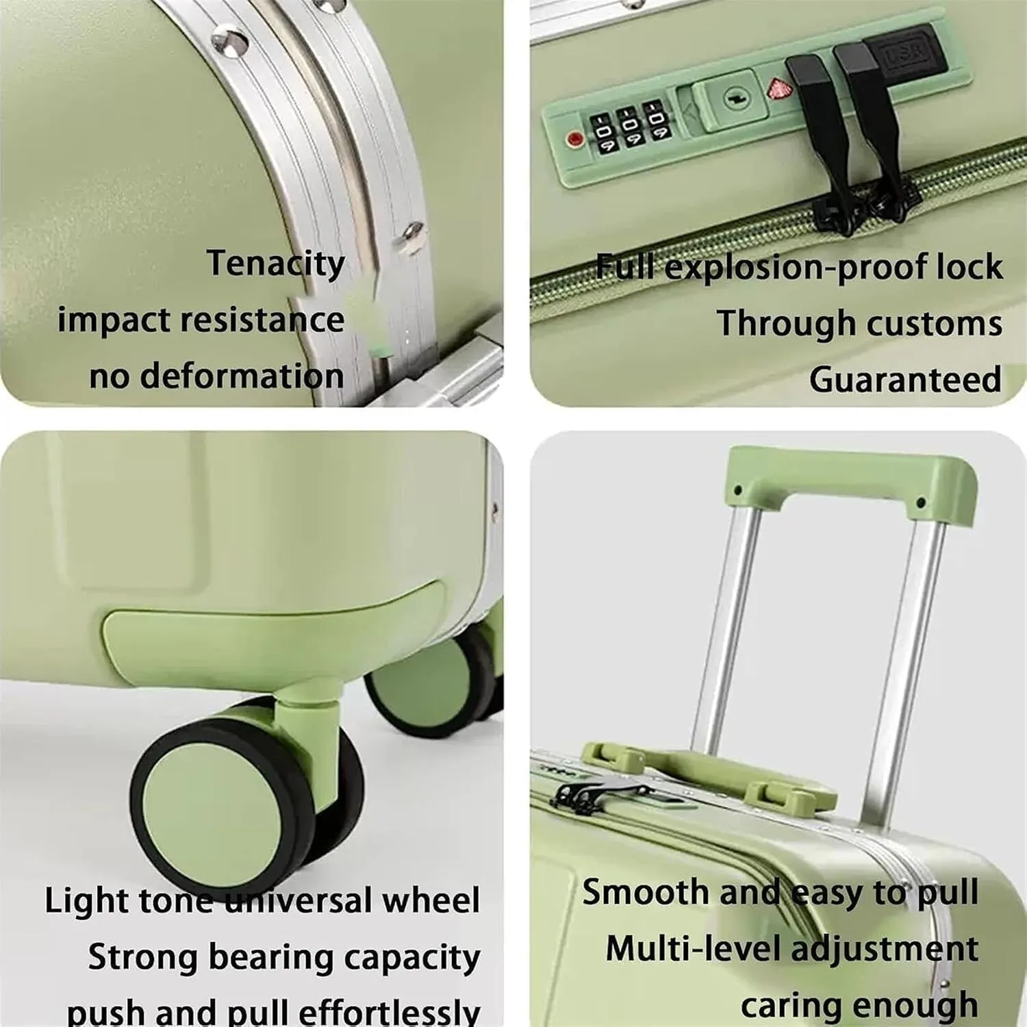 Carry-on Suitcase Luggage Suitcases with Charging Port Luggage Expandable Combination Lock Luggage Carry-on Suitcases Carry On Luggages,White-20inch (Grün 20inch)