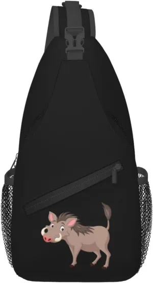 Cartoon Wild Boar Crossbody Bags For Women Men Chest Backpack Gym Shoulder Bag Travel Outdoor Sports Casual Crossbody Bags
