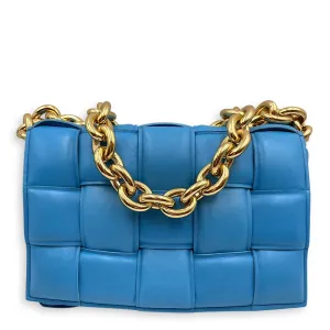 Cassette leather Blue Crossbody Bag in Nappa Leather, Gold hardware