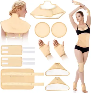 Castor Oil Pack Wrap,10 pcs Reusable Organic Castor Oil Pack Kit with Adjustable Elastic Straps for Neck Shoulder Chest Waist Knee and Feet, Castor Oil Wrap Cotton Machine Washable Anti Oil Leak