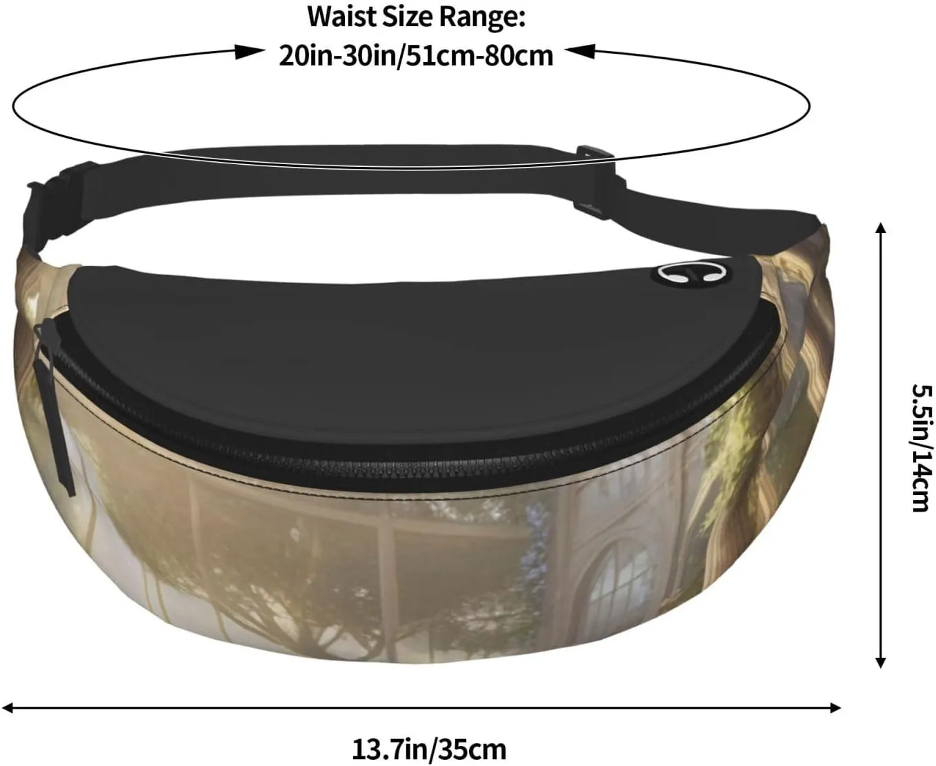 Casual Ethereal Eden Printed Fanny Pack,Crossbody Fanny packs for women Men Waist Bag for Running Travel