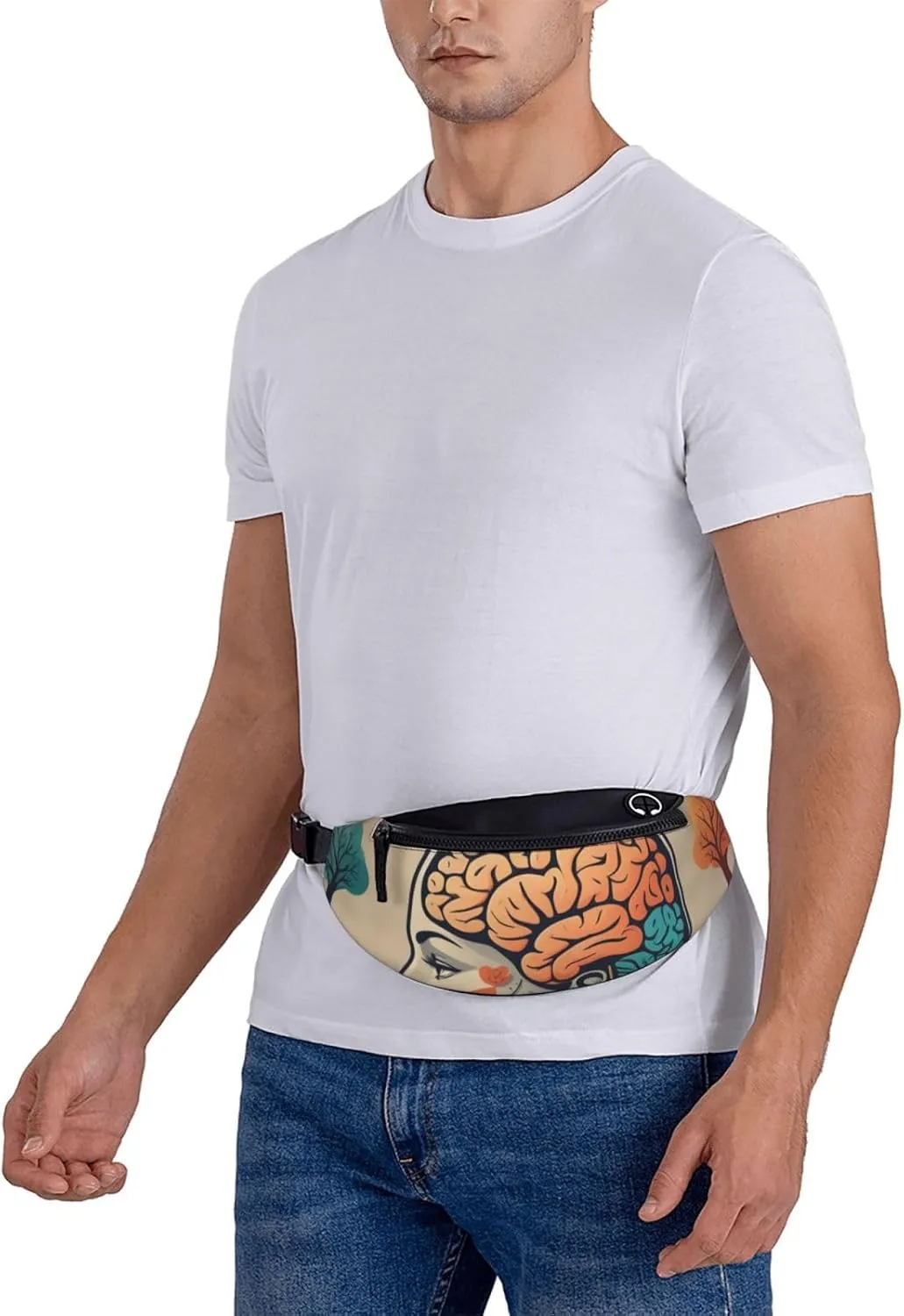 Casual Left and Right Brain Advantage Printed Fanny Pack,Crossbody Fanny packs for women Men Waist Bag for Running Travel