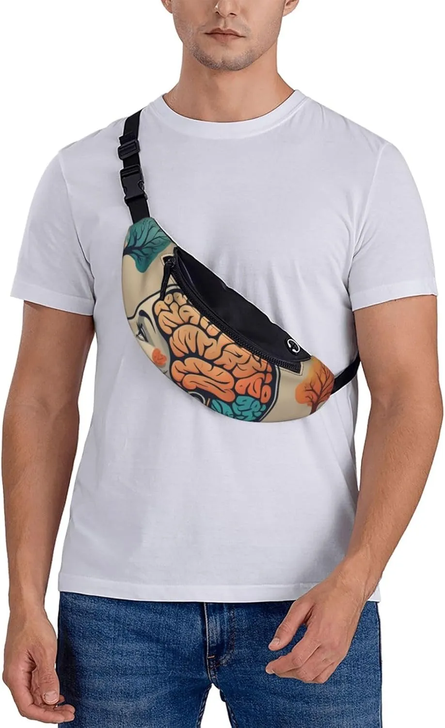 Casual Left and Right Brain Advantage Printed Fanny Pack,Crossbody Fanny packs for women Men Waist Bag for Running Travel