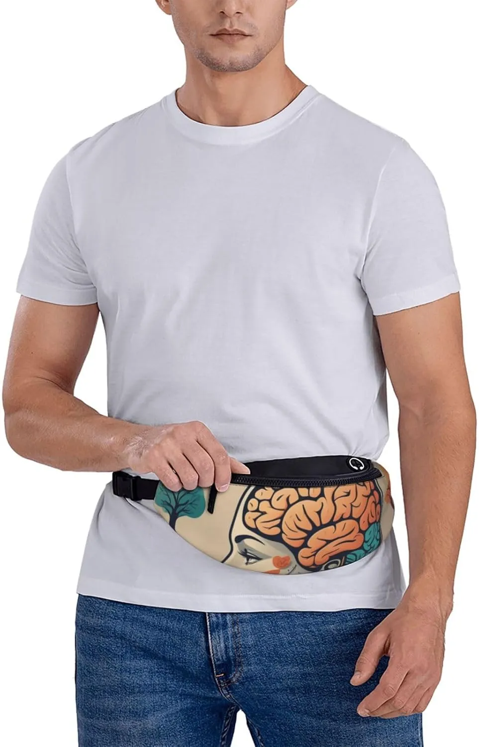 Casual Left and Right Brain Advantage Printed Fanny Pack,Crossbody Fanny packs for women Men Waist Bag for Running Travel