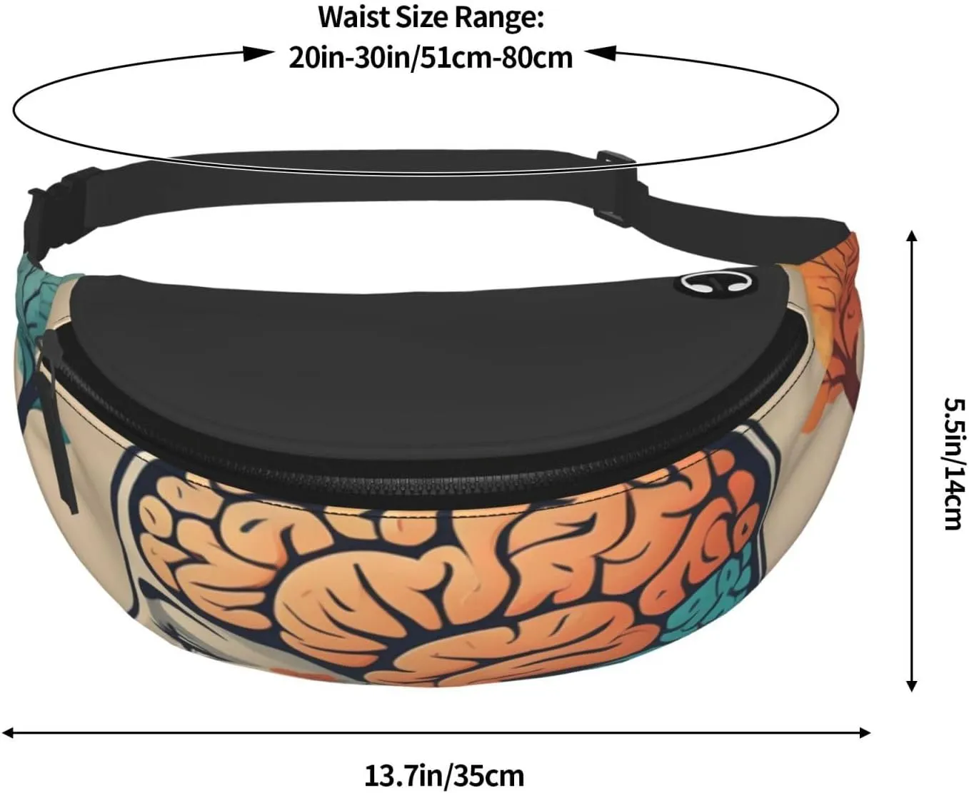 Casual Left and Right Brain Advantage Printed Fanny Pack,Crossbody Fanny packs for women Men Waist Bag for Running Travel