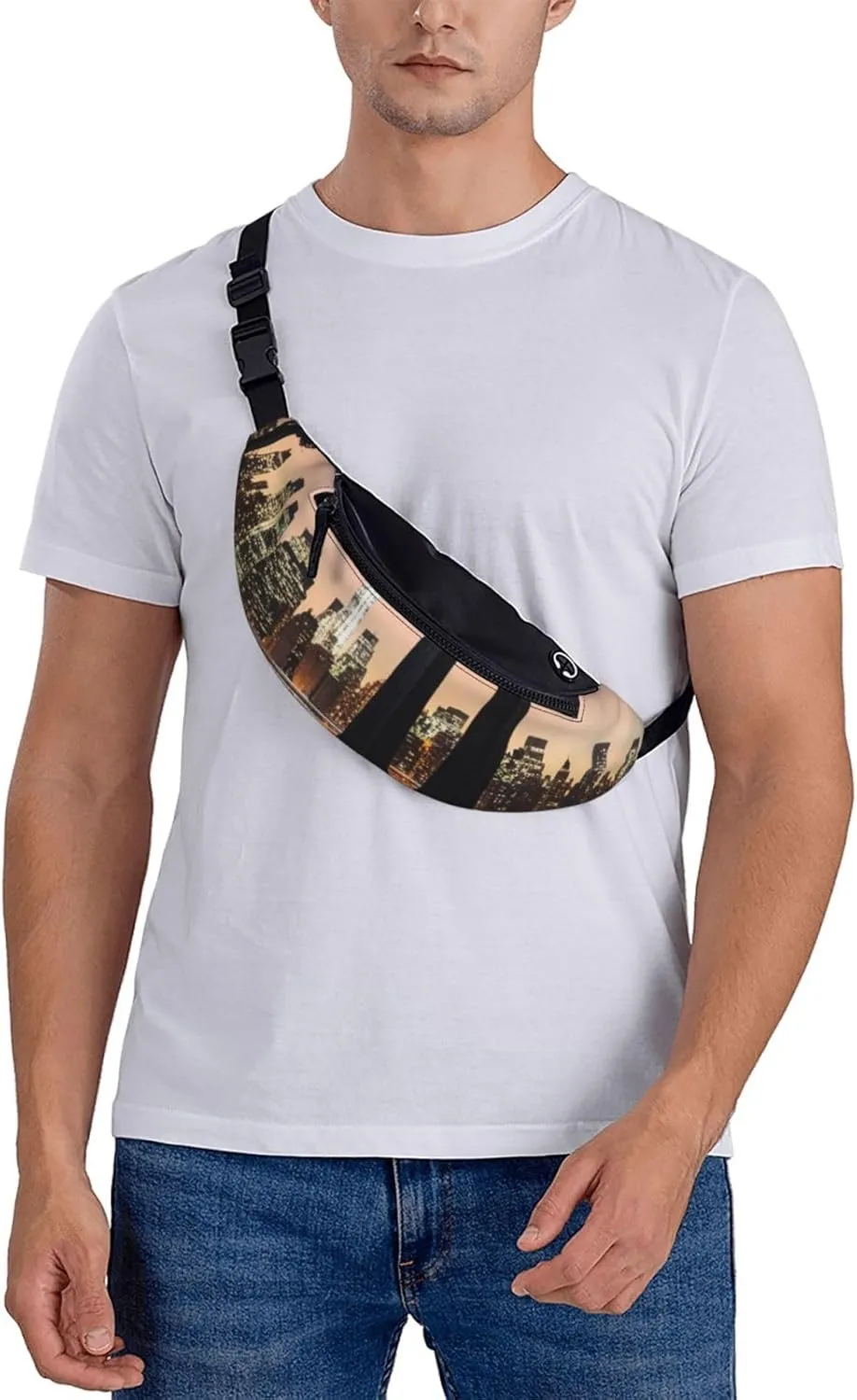 Casual new york Printed Fanny Pack,Crossbody Fanny packs for women Men Waist Bag for Running Travel