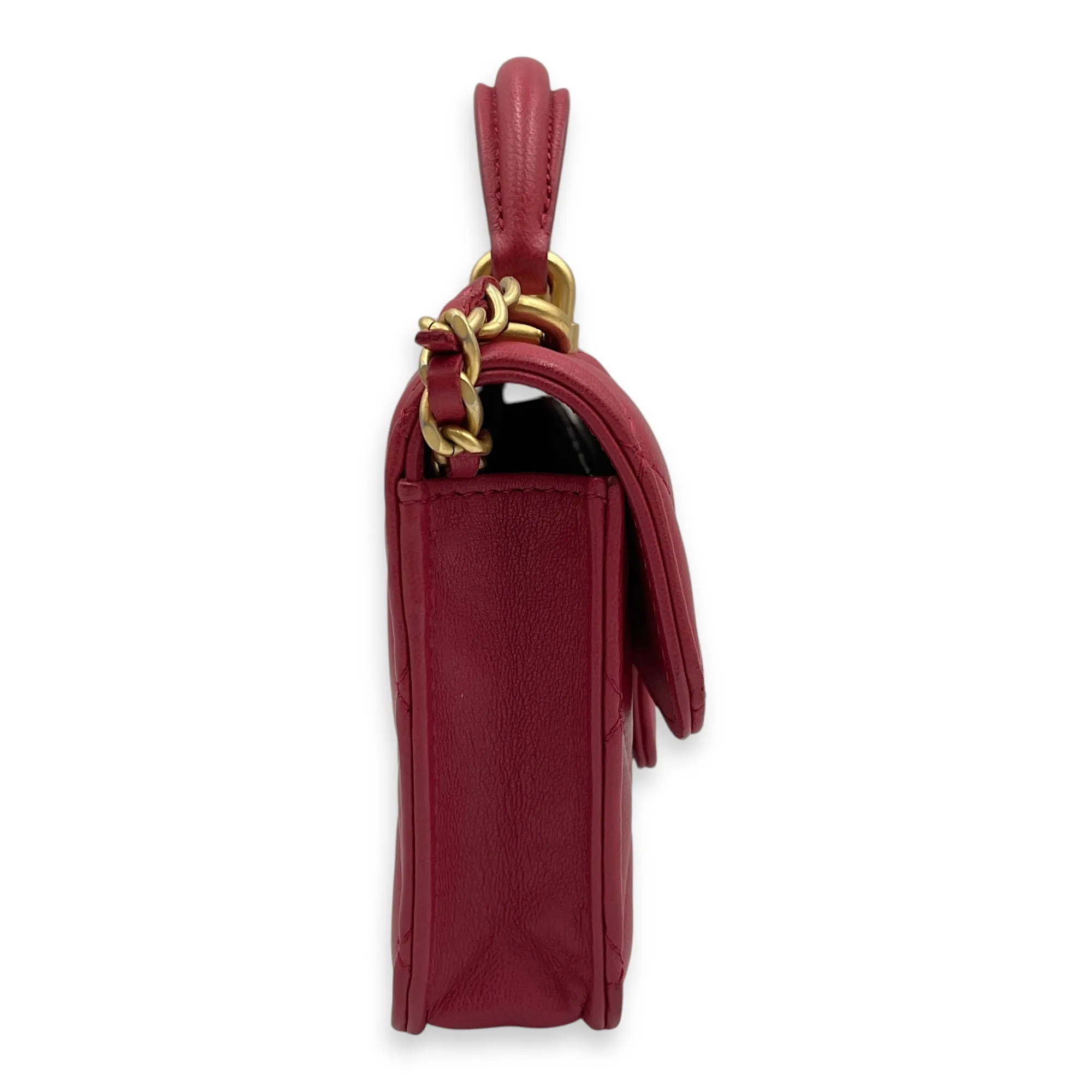 CC Mini Top Handle 12cm Pink Crossbody Bag in Lambskin, Gold hardware
