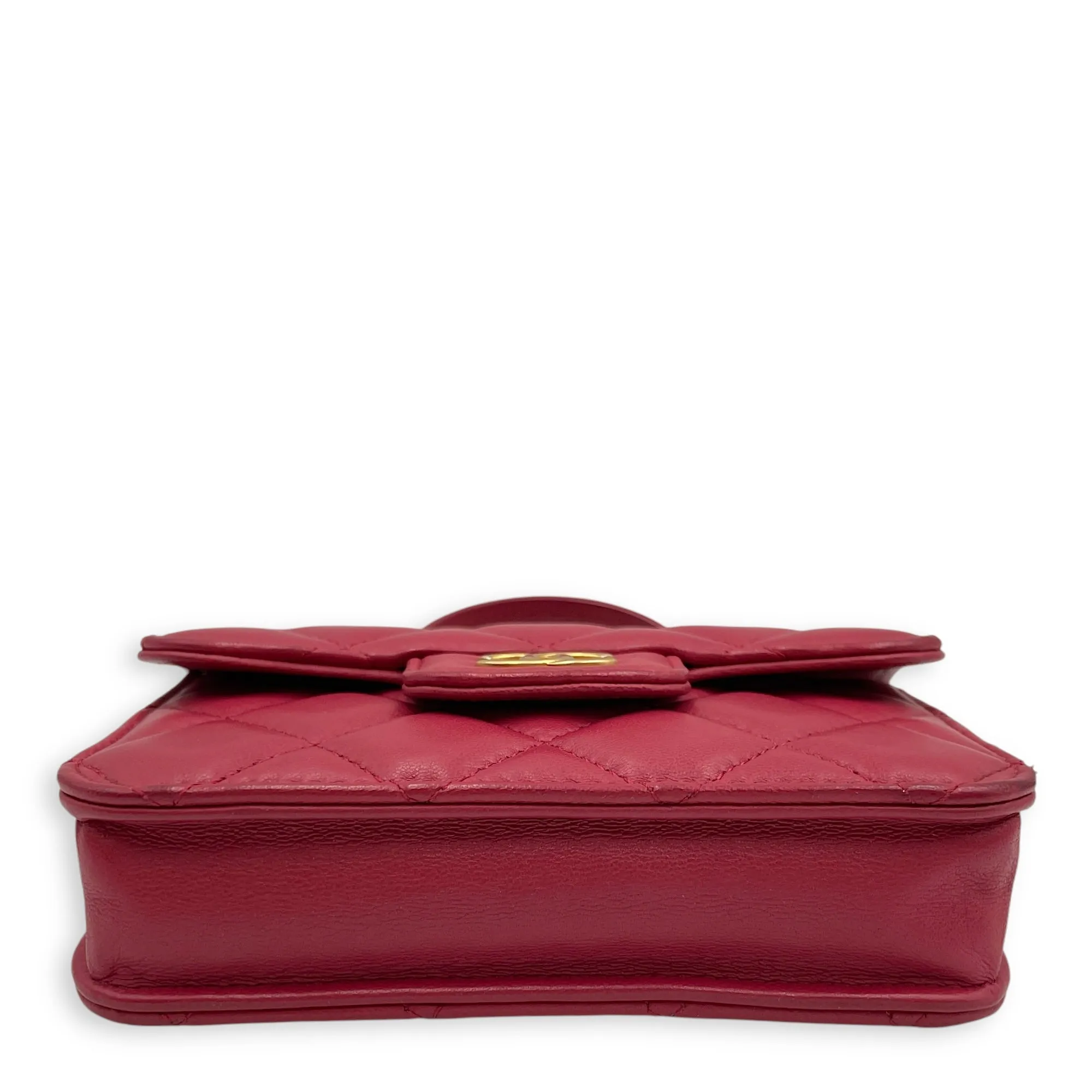 CC Mini Top Handle 12cm Pink Crossbody Bag in Lambskin, Gold hardware