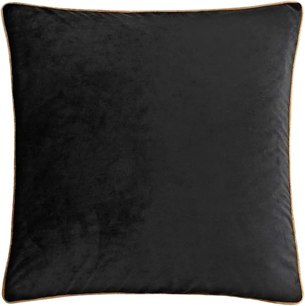 Chambord Euro Shams Black Velvet with Tan Border