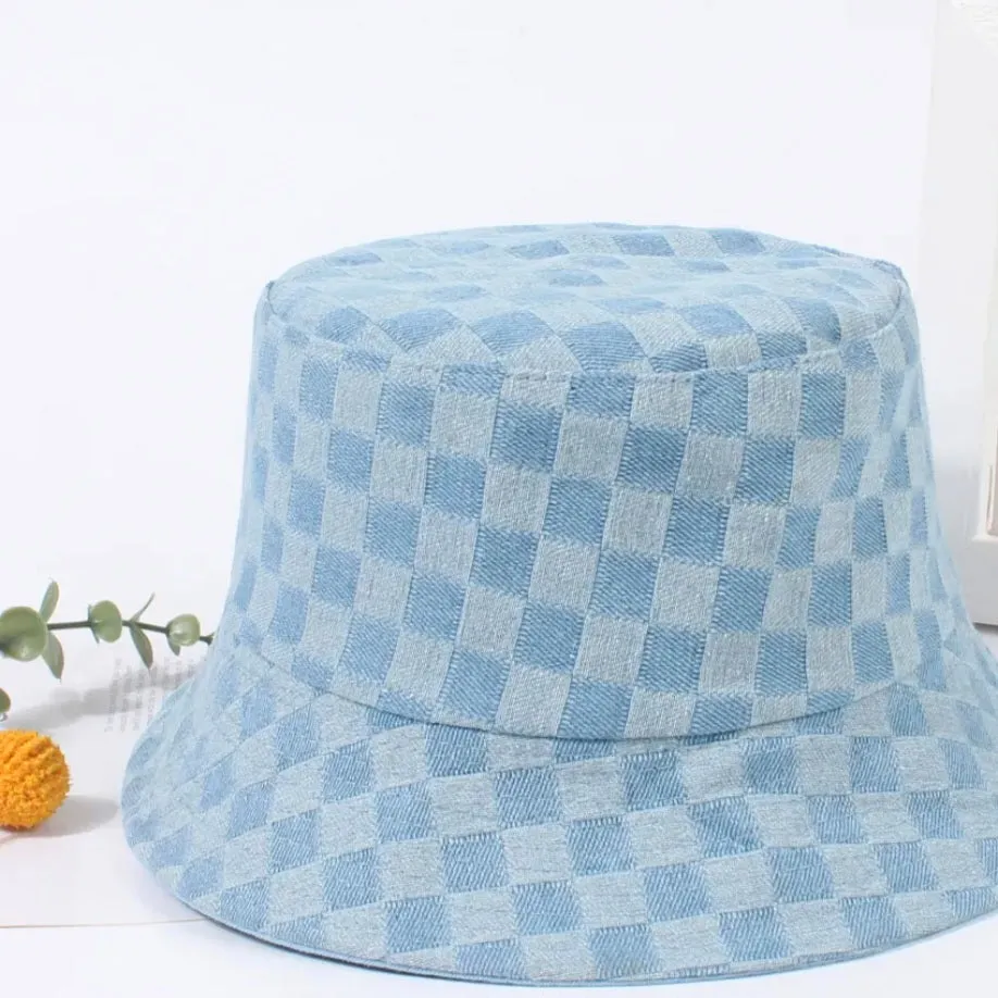Checker Board Denim Bucket Hat