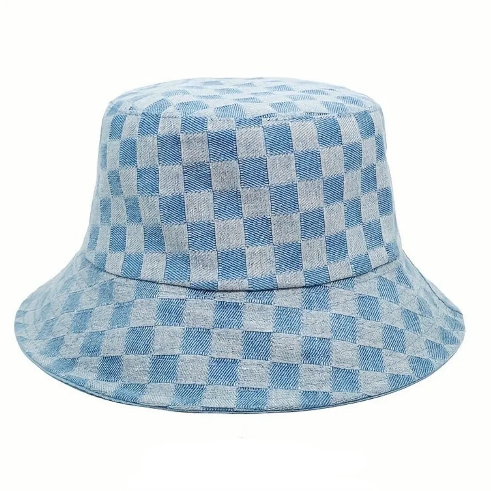 Checker Board Denim Bucket Hat