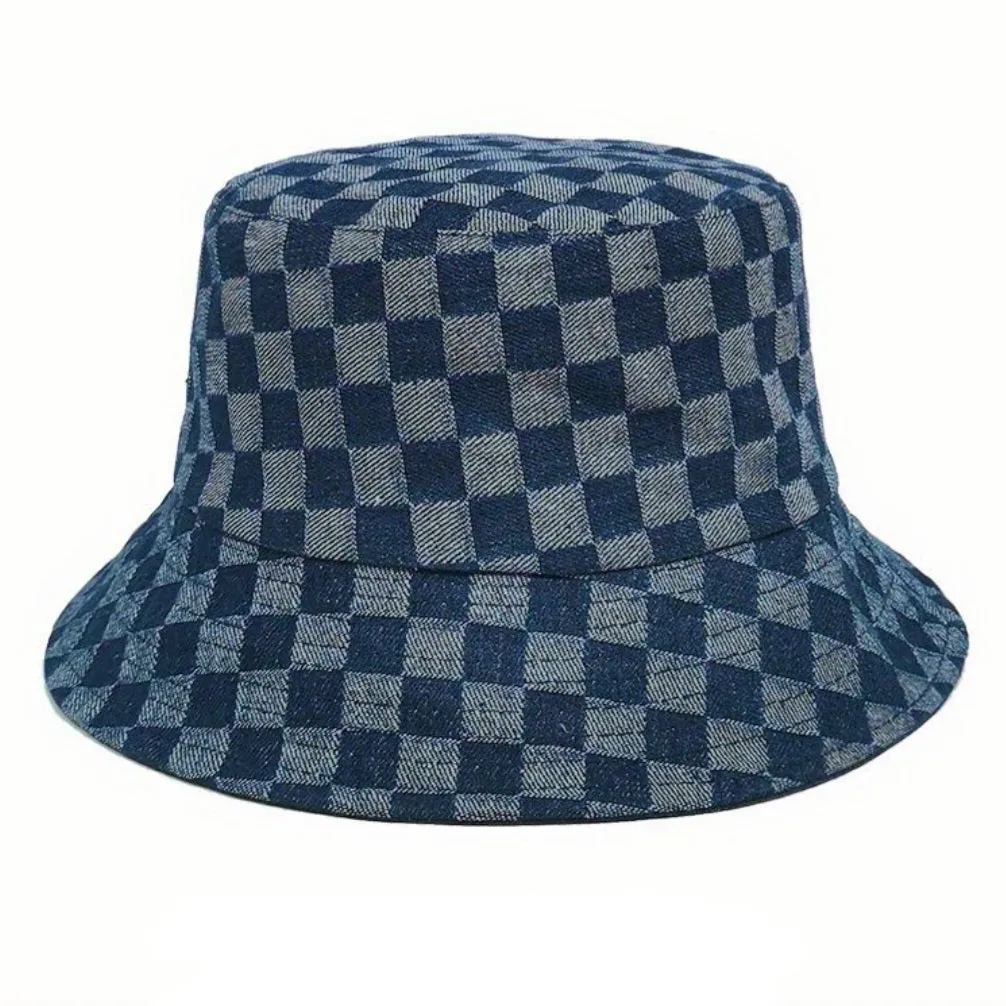 Checker Board Denim Bucket Hat