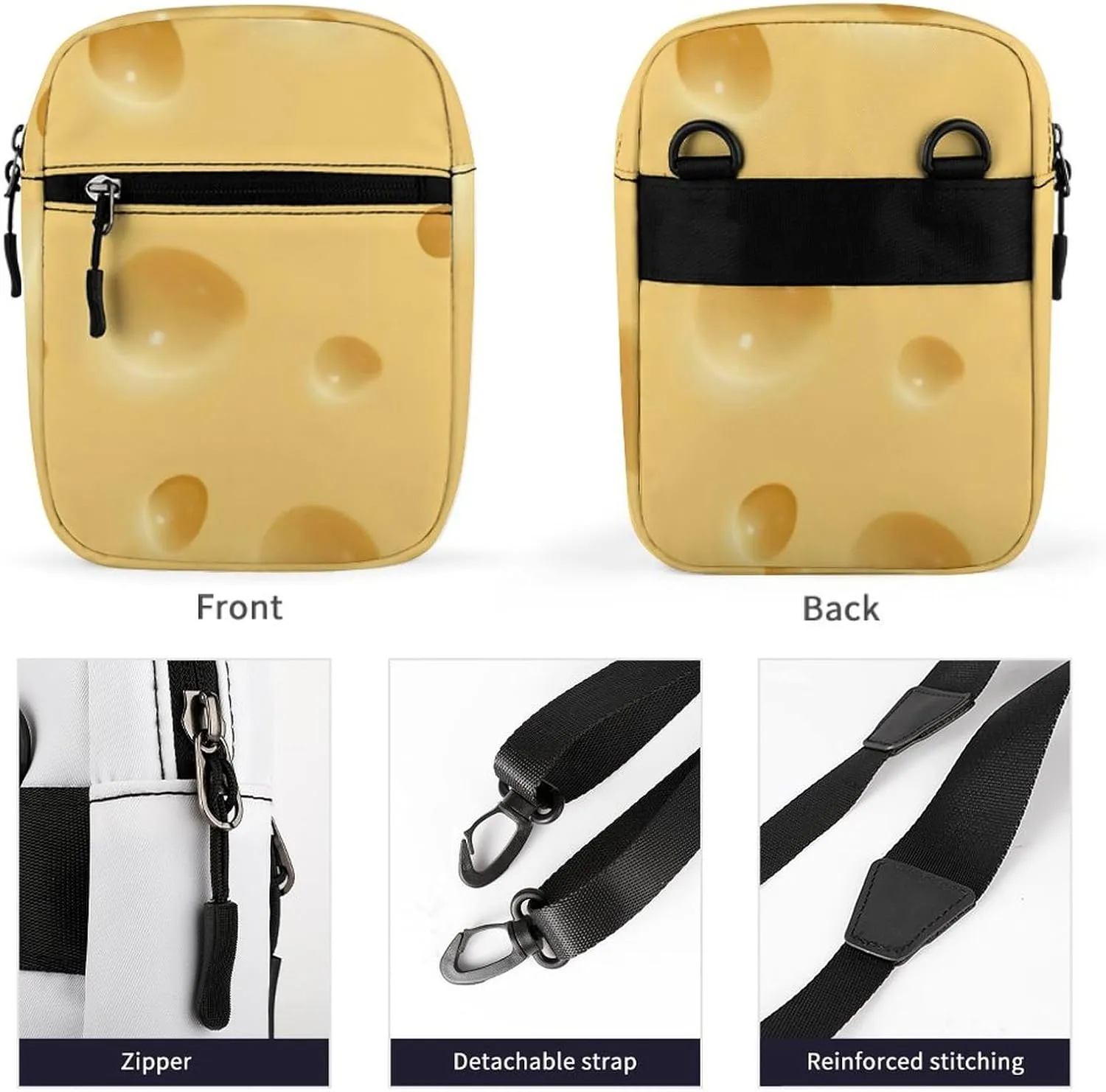 Cheese Crossbody Bag Small Shoulder Bag Waterproof, Lightweight And Convenient