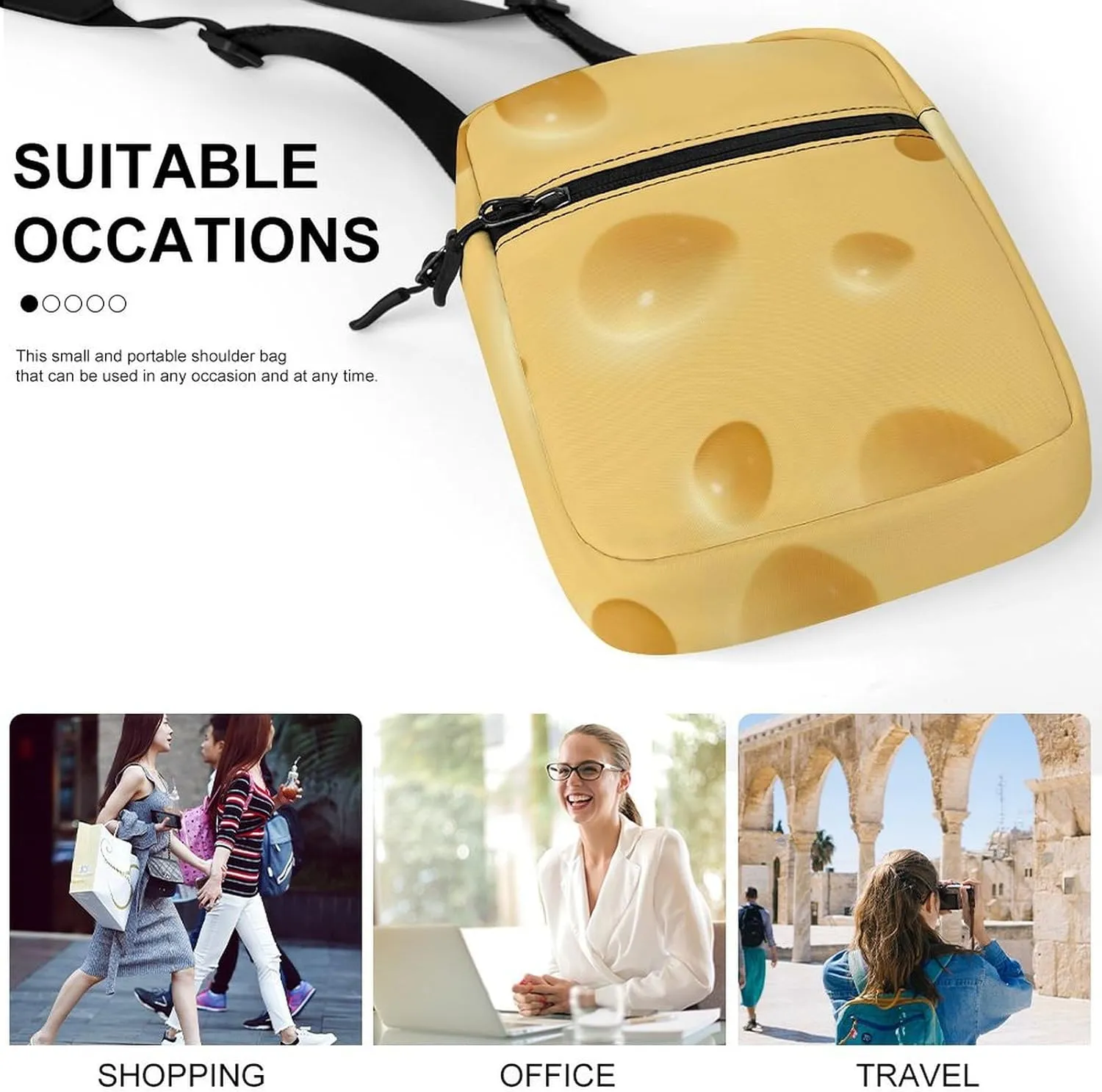 Cheese Crossbody Bag Small Shoulder Bag Waterproof, Lightweight And Convenient