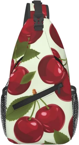 Cherry fruit Crossbody Bags for Men Women Fashion Sling Backpack Casual Chest Bag Travel Hiking Daypack