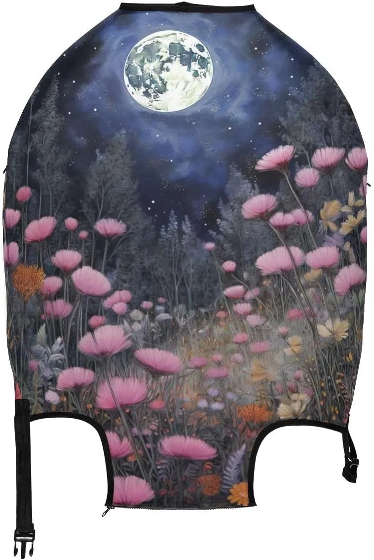 CHIFIGNO Flower Garden Cover Suitcase Protector Elastic Luggage Cover with Concealed Zippers for 18-32 Inch Luggage L Fits 26-28 Inch