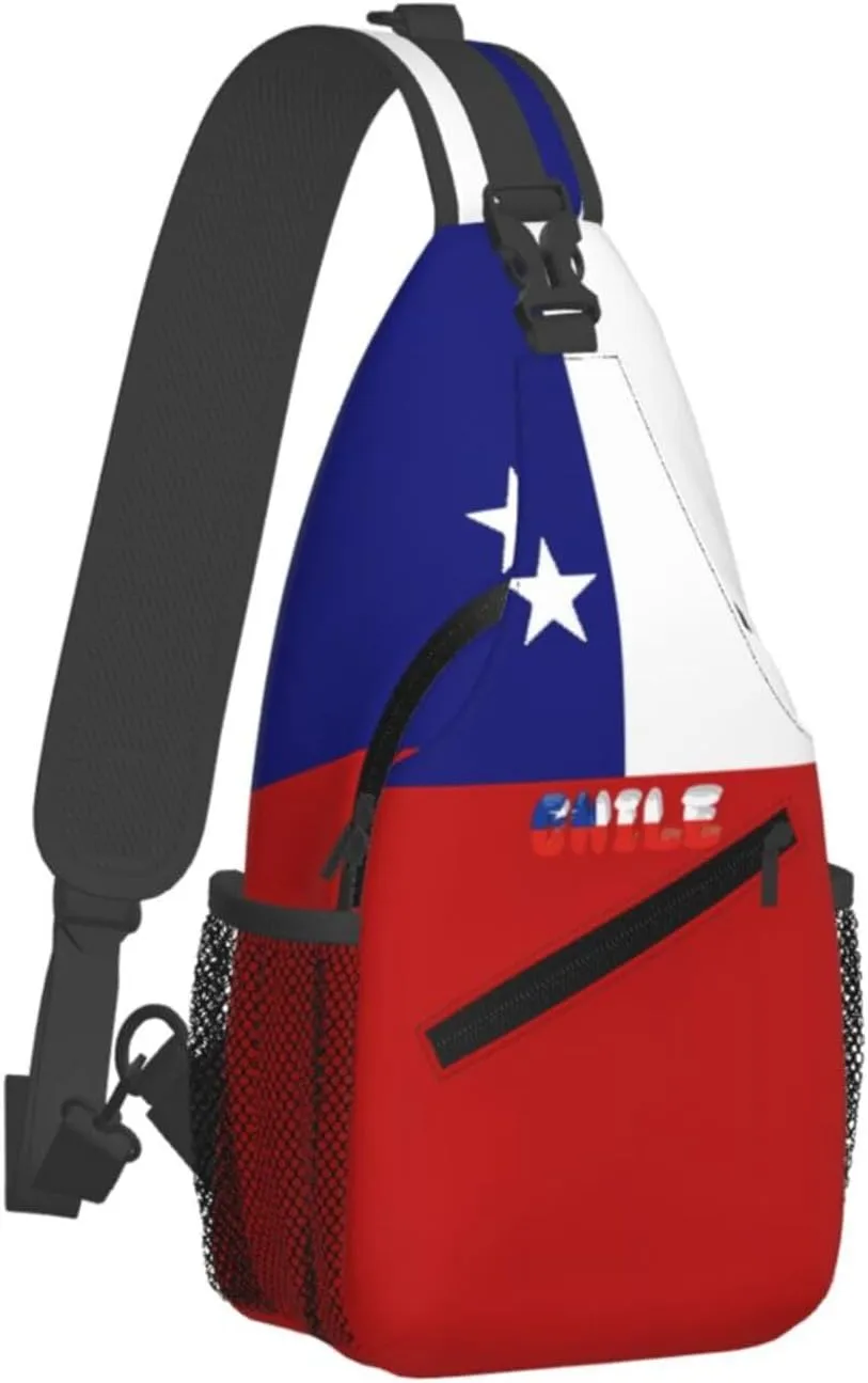 Chile Chilean Flag Crossbody Bags Sling Backpack Cross Chest Bag Sports Shoulder Bag Gym Fanny Pack Adjustable Cycling Daypack Diagonally Rucksack for Running