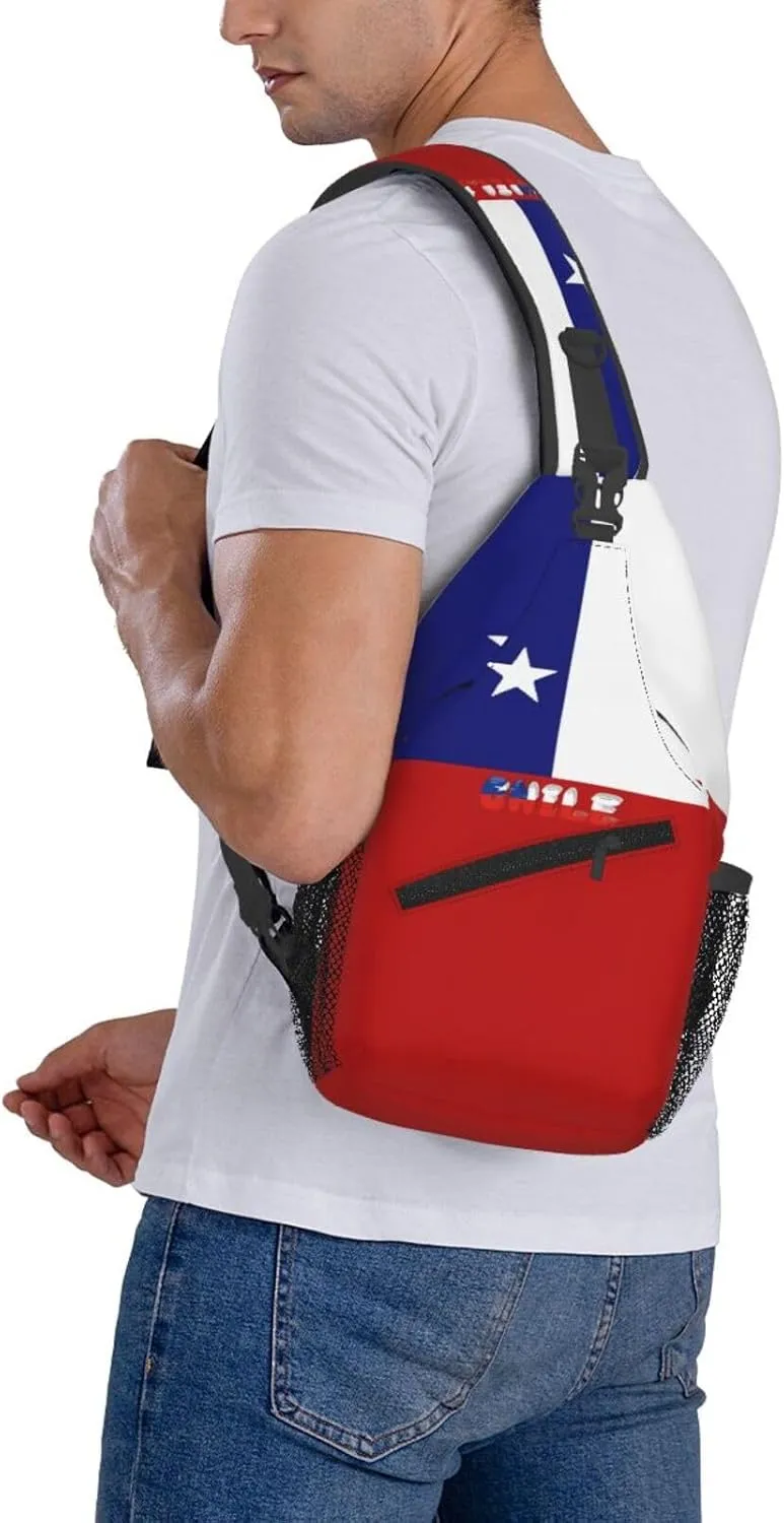 Chile Chilean Flag Crossbody Bags Sling Backpack Cross Chest Bag Sports Shoulder Bag Gym Fanny Pack Adjustable Cycling Daypack Diagonally Rucksack for Running