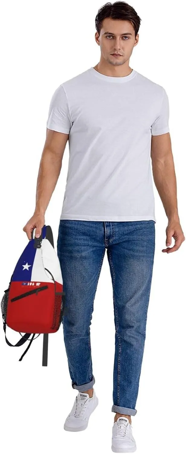Chile Chilean Flag Crossbody Bags Sling Backpack Cross Chest Bag Sports Shoulder Bag Gym Fanny Pack Adjustable Cycling Daypack Diagonally Rucksack for Running