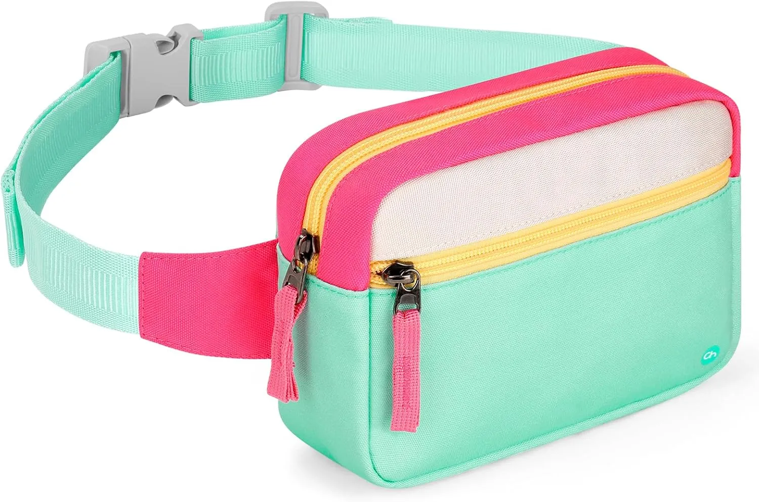Choco Mocha Kids Fanny Pack for Girls, Kids Pink Belt Bag for Girls, Teal, Large, Pink&Teal