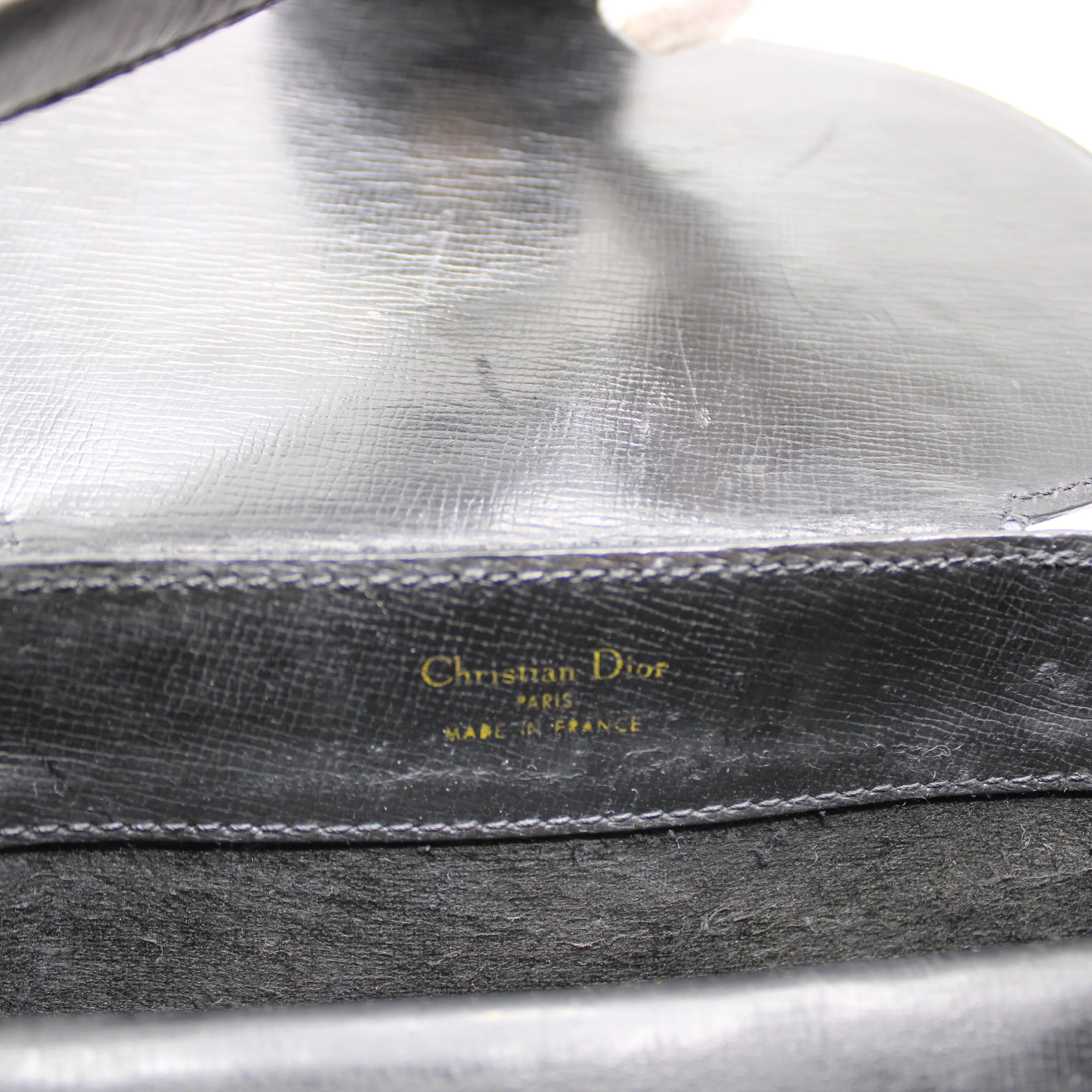 Christian Dior Gold Logo Accent Black Leather Handle Bag