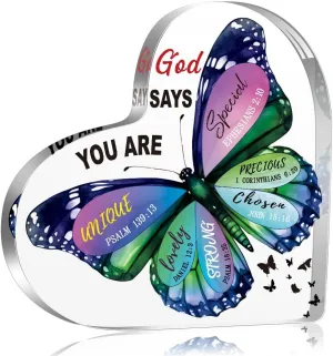 Christian Gifts for Women Spiritual Gifts Butterfly Inspirational Gifts for Friends Mom Coworker Sister Birthday Inspiration Religious Gifts Christian Decorative Signs Plaques - blue butterfly