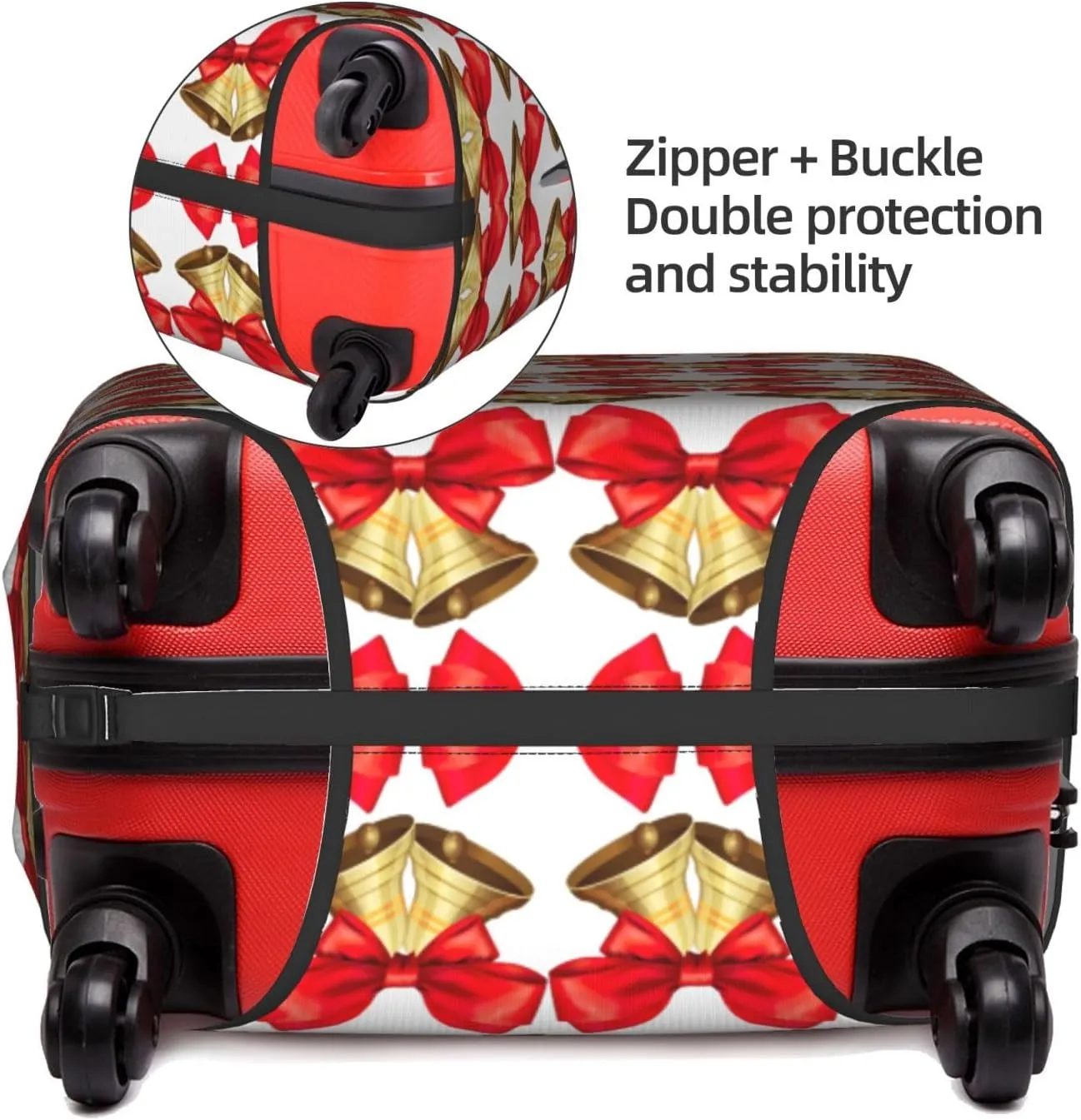 Christmas Bells Travel Box Protective Cover,Travel Luggage Cover,Suitcase Protector Fits 18-32 In,Suitcase Cover