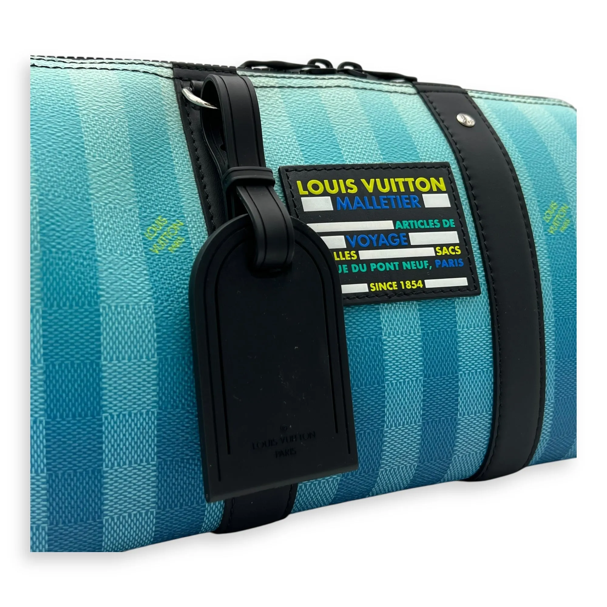 City keepall Crossbody Bag Medium Blue in Canvas, Black hardware
