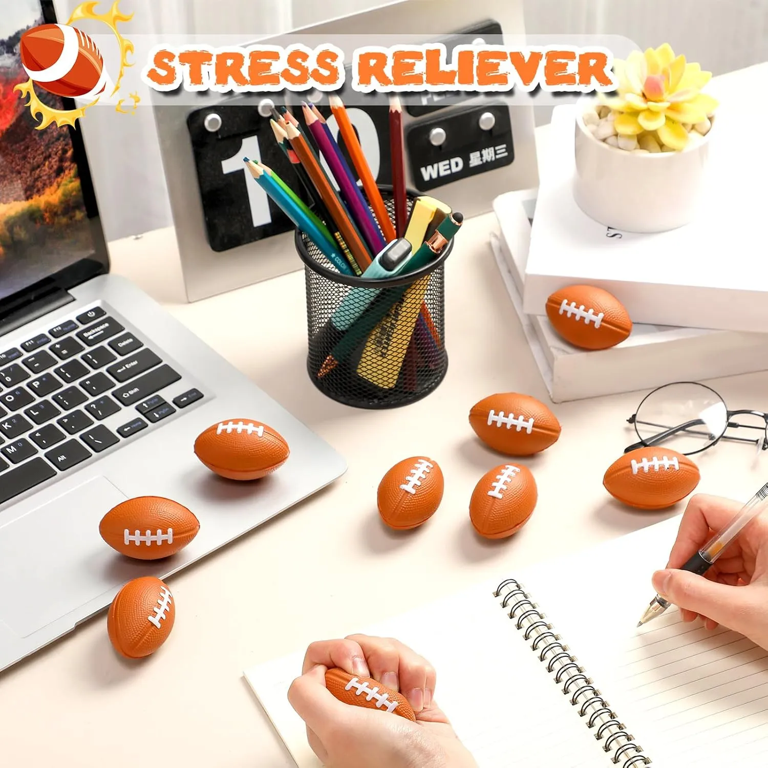 Civaner 100 Packs Mini Football Sports Stress Balls Foam Small Football Mini Sports rugbys Small Foam Relief Balls Party Favors for Carnival Reward