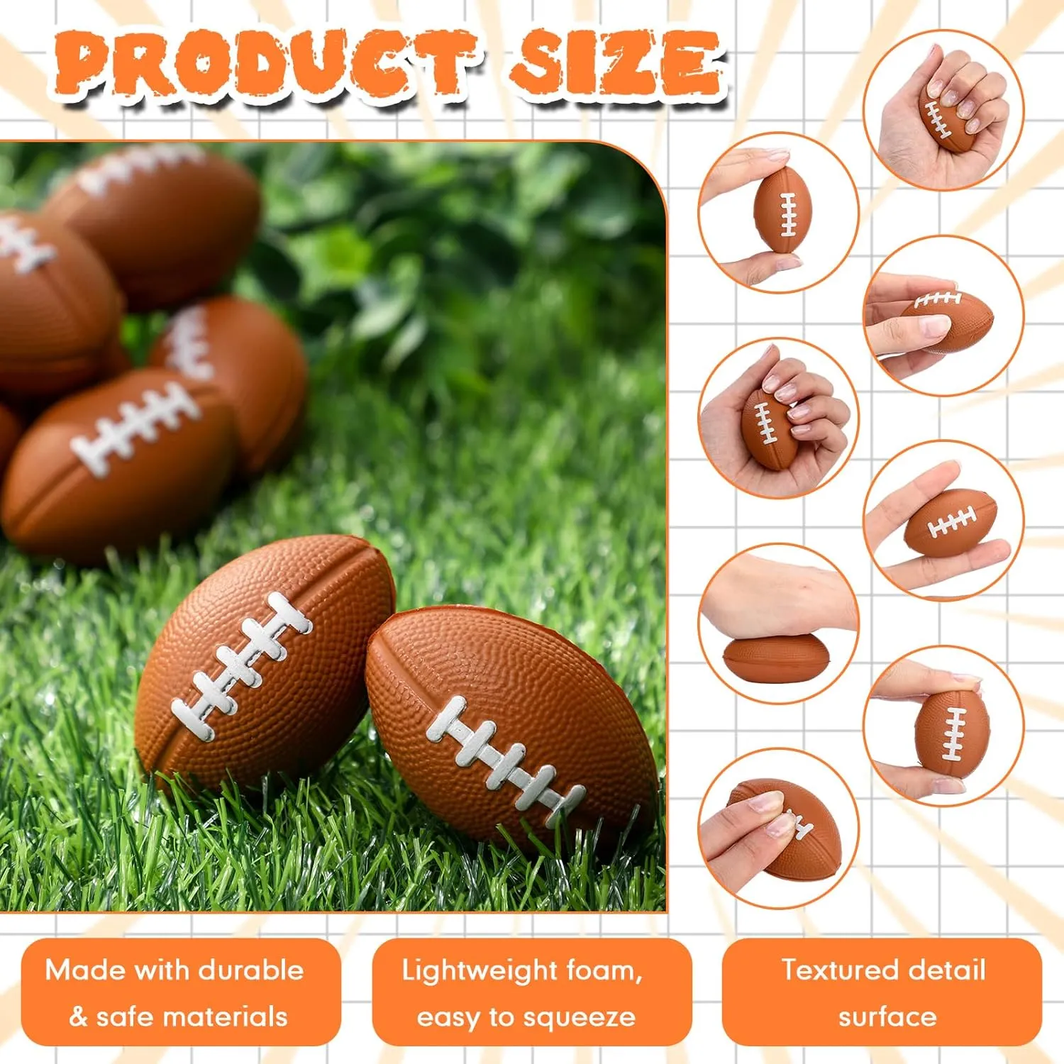 Civaner 100 Packs Mini Football Sports Stress Balls Foam Small Football Mini Sports rugbys Small Foam Relief Balls Party Favors for Carnival Reward