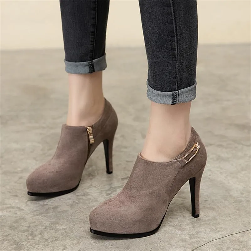 ClassicSter Womens High Heels Pumps Platform Ankle Boots Stiletto Heel Pointed Toe Zip Booties Shoes