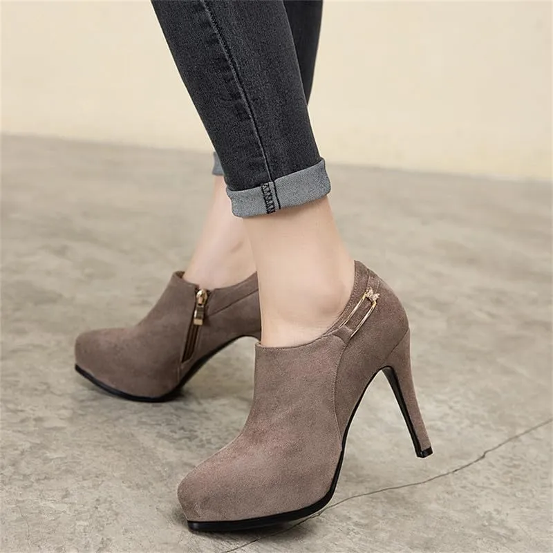 ClassicSter Womens High Heels Pumps Platform Ankle Boots Stiletto Heel Pointed Toe Zip Booties Shoes