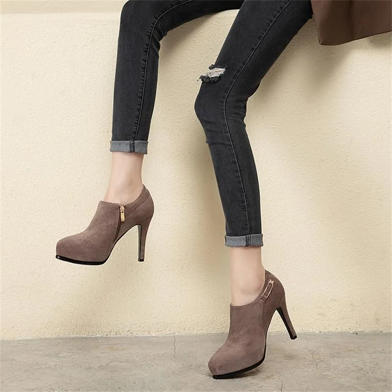ClassicSter Womens High Heels Pumps Platform Ankle Boots Stiletto Heel Pointed Toe Zip Booties Shoes